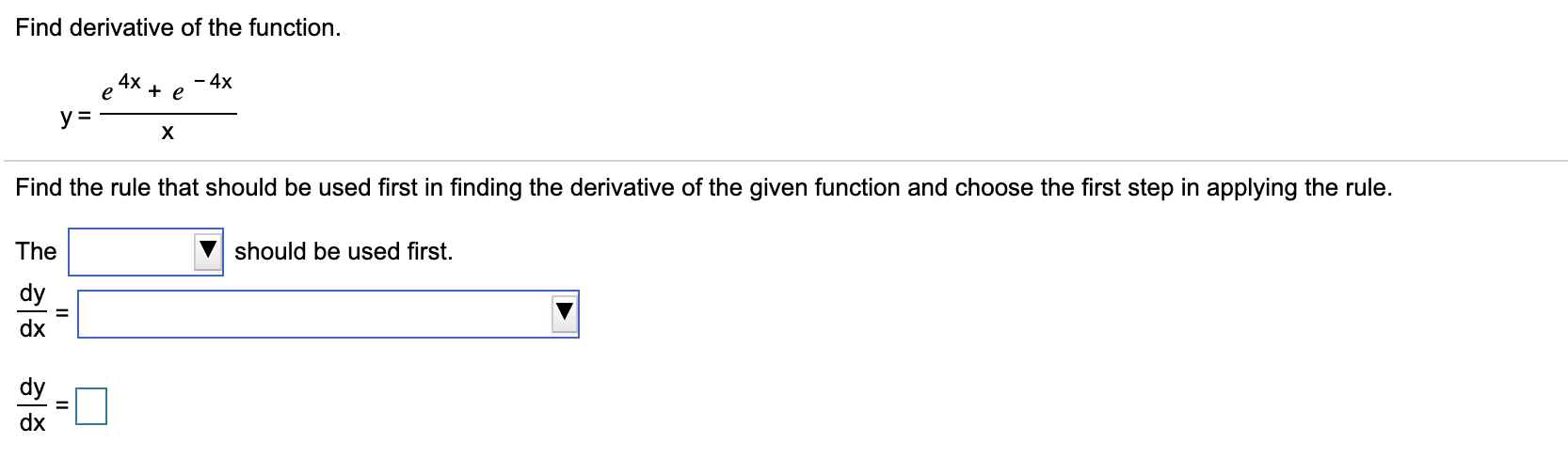 how to find the derivative of e x 4