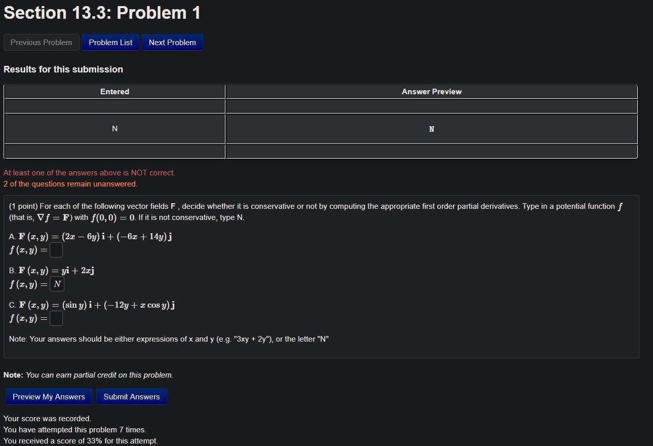Solved Section 13.3: Problem 1 Previous Problem Problem List | Chegg.com