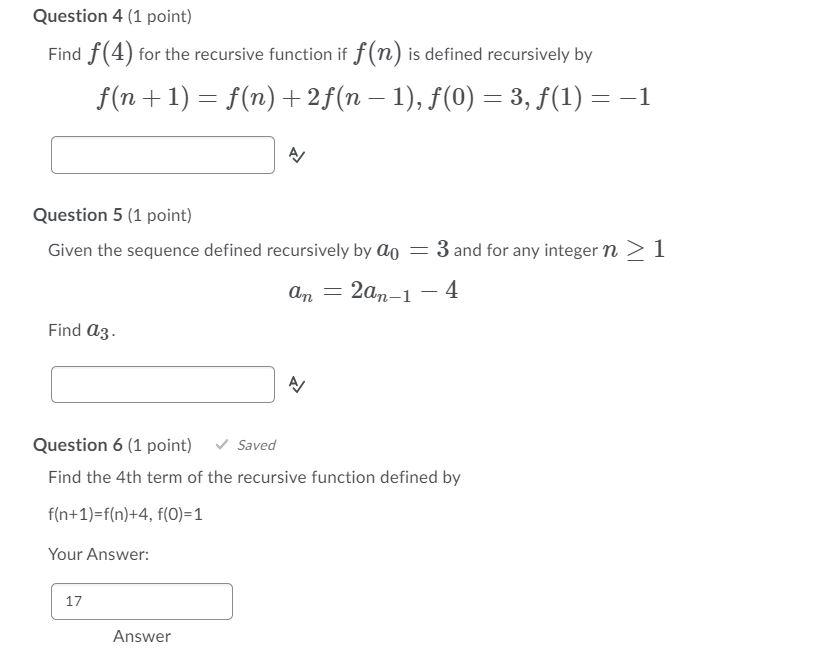 Solved Question 2 1 Point Given The Sequence Defined 1313