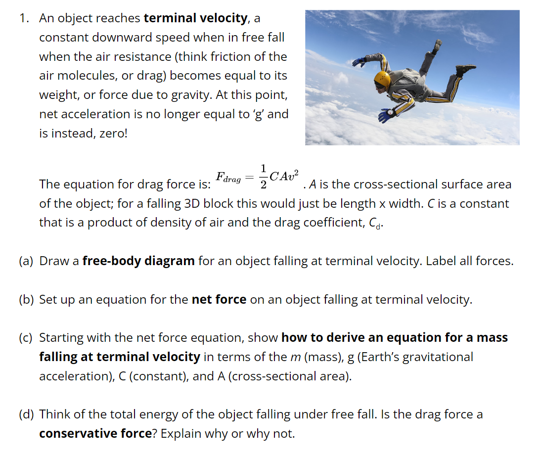 solved-1-an-object-reaches-terminal-velocity-a-constant-chegg