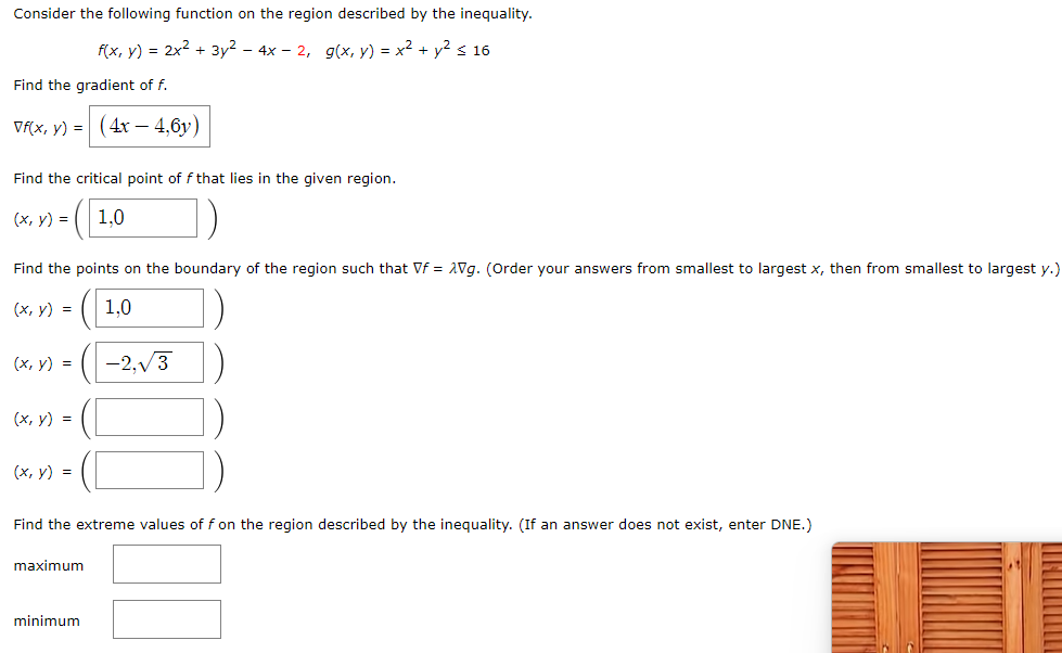 Solved Consider The Following Function On The Region