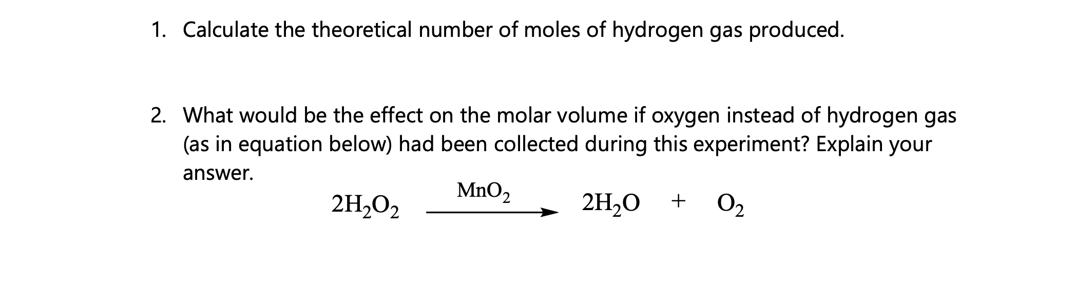 how to calculate the theoretical number of moles of hydrogen gas