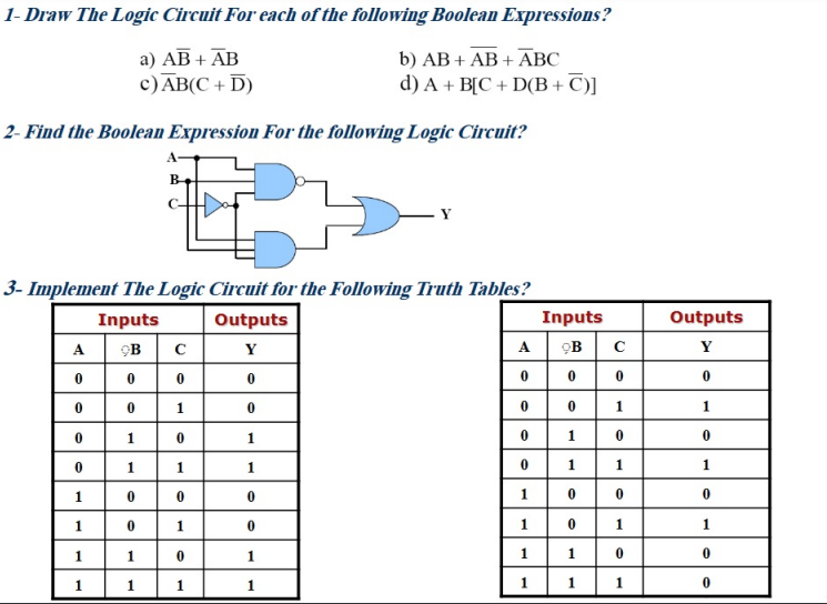 Solved mplement The Logic Circuit for the Following Truth | Chegg.com