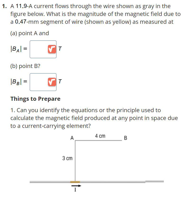 Solved A 11.9-A current flows through the wire shown as gray | Chegg.com