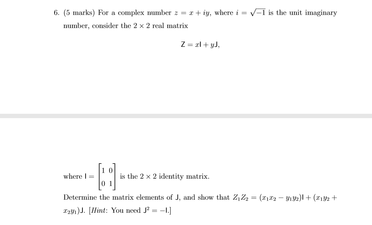 Solved V 1 Is The Unit Imaginary 6 5 Marks For A Compl Chegg Com