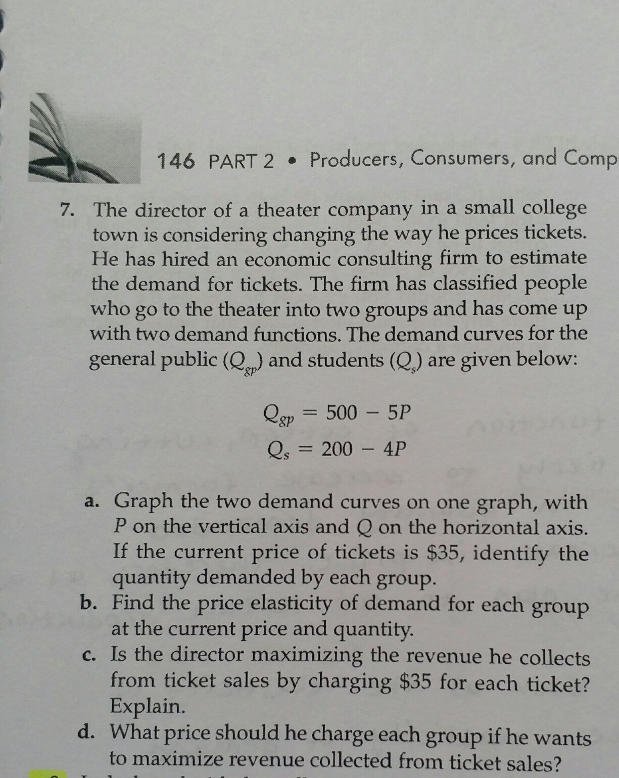 Solved 7. The director of a theater company in a small | Chegg.com