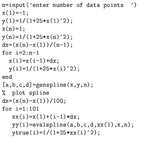 Solved 1 Cubic Spline Write a function that finds the cubic | Chegg.com