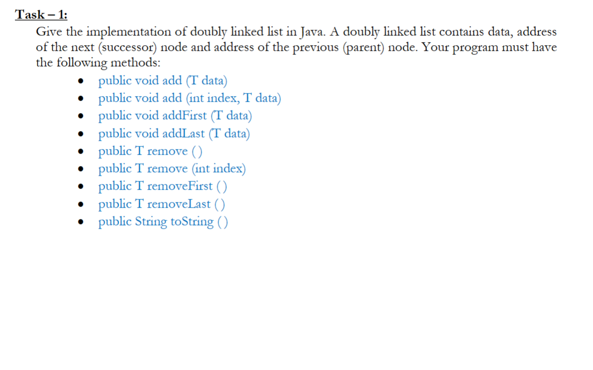 Solved Give The Implementation Of Doubly Linked List In | Chegg.com