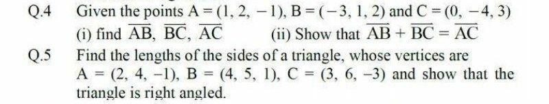 Solved Q.4 Q.5 Given the points A = (1, 2, - 1), B = (-3, 1, | Chegg.com