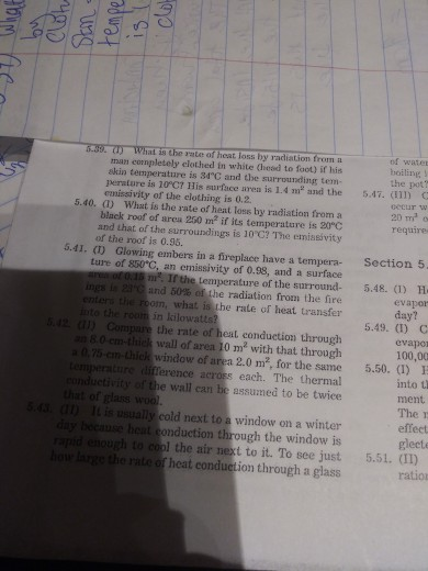 Solved TI, Whatas the rate of heat loss by radiation from n | Chegg.com