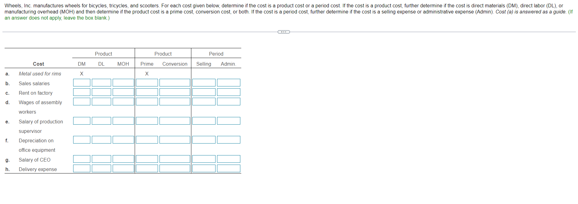 Solved Wheels, Inc. manufactures wheels for bicycles,