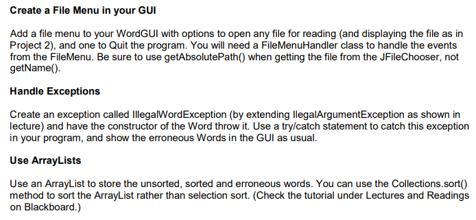 Create a File Menu in your GUI Add a file menu to | Chegg.com