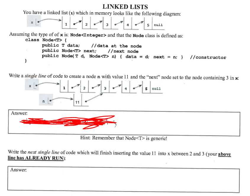 Solved LINKED LISTS You have a linked list (x) which in | Chegg.com