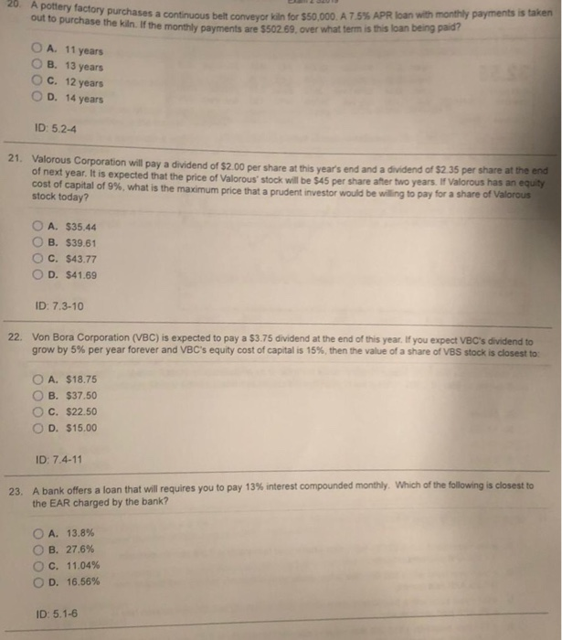 Solved 20. A pottery factory purchases a continuous belt