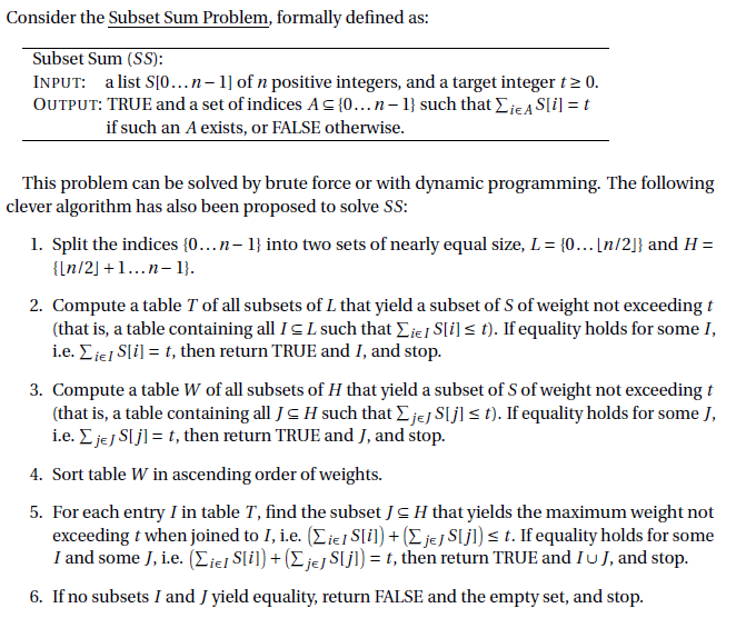 Consider The Subset Sum Problem Formally Defined Chegg Com