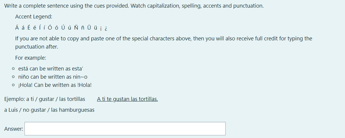 There Is No Spanish Subject Option So I Am Postin Chegg Com