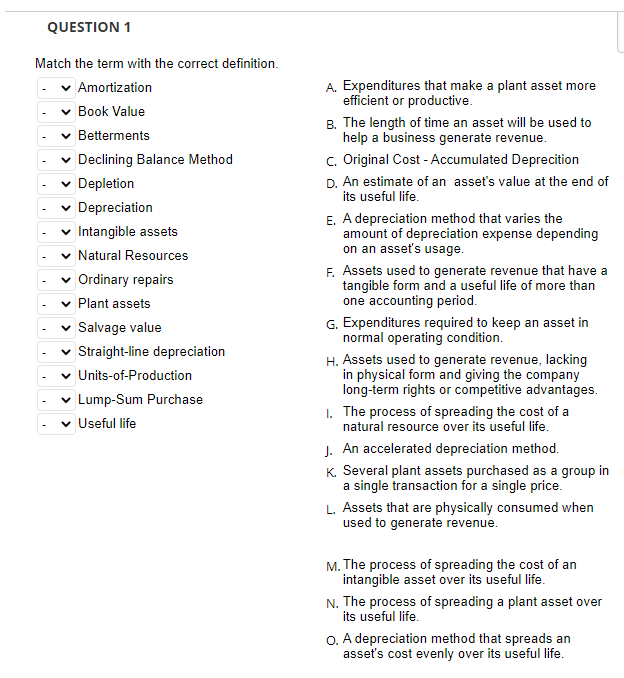 Solved QUESTION 1 Match the term with the correct | Chegg.com