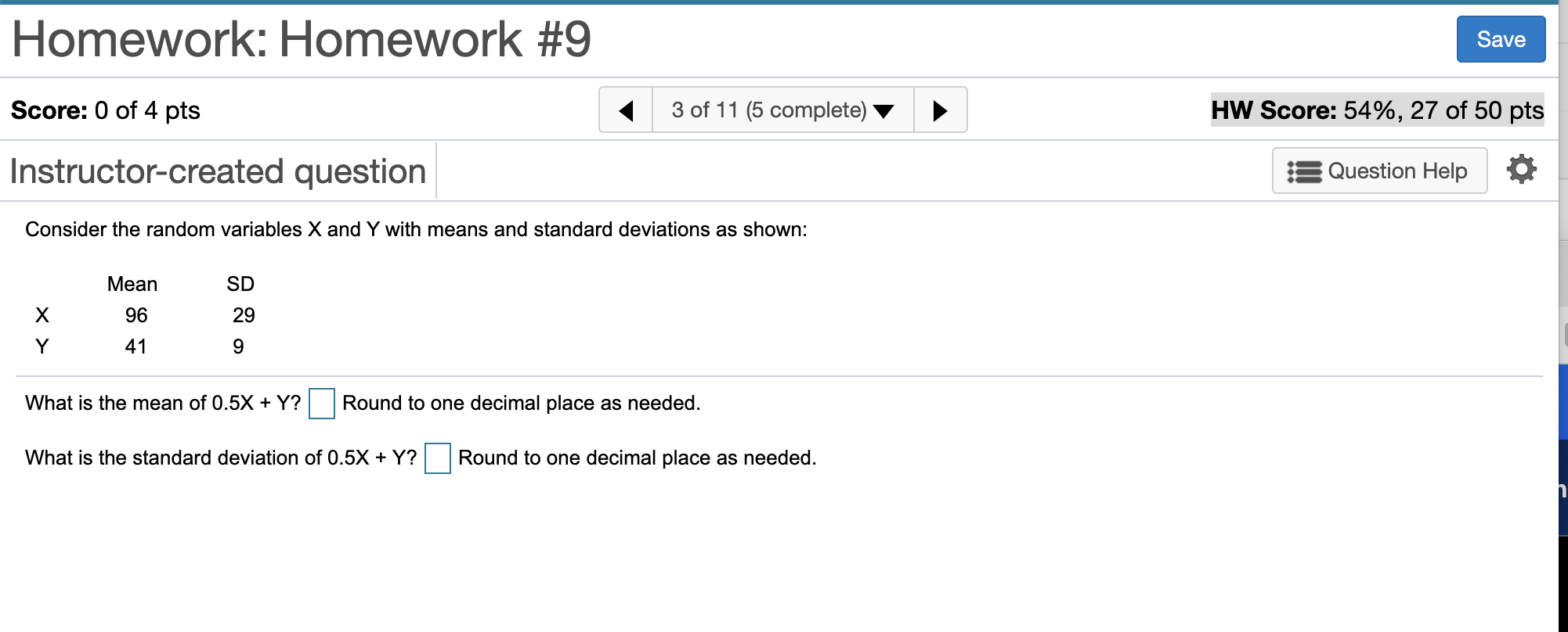 Solved Homework: Homework #9 Save Score: 0 of 4 pts 3 of 11 | Chegg.com