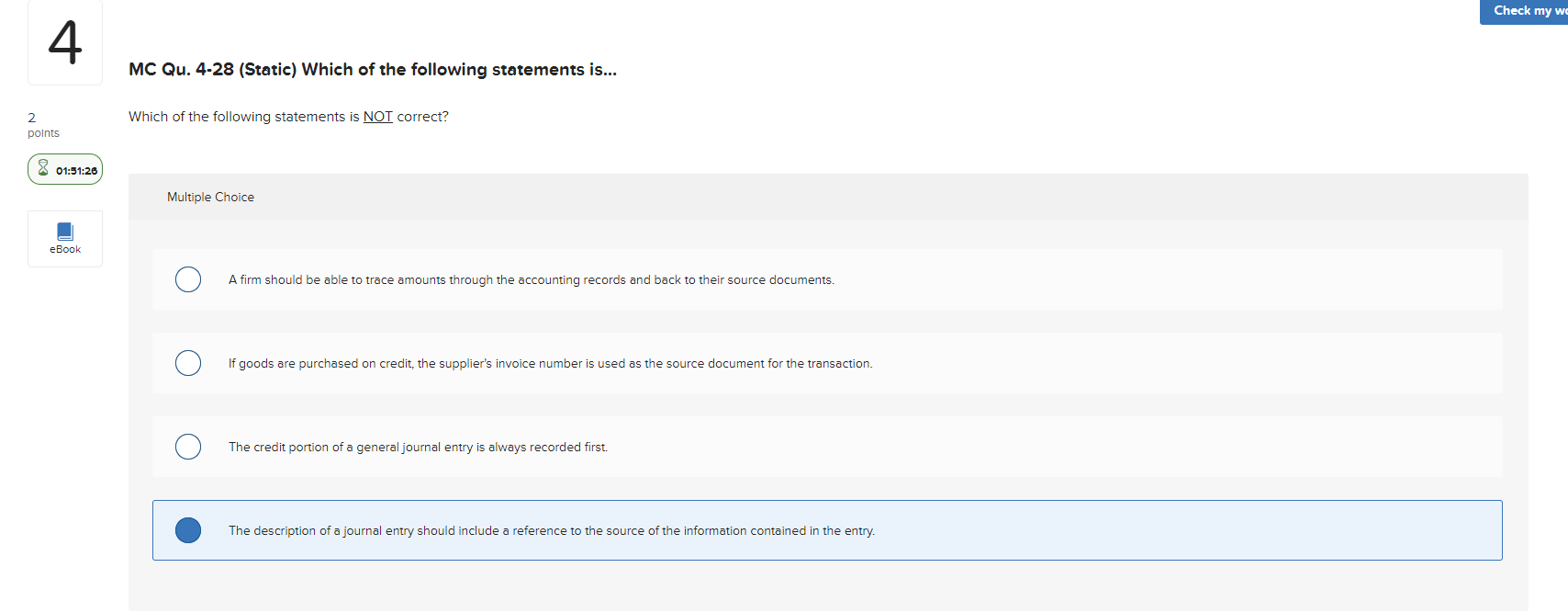Solved Check my wc 4 MC Qu. 428 (Static) Which of the