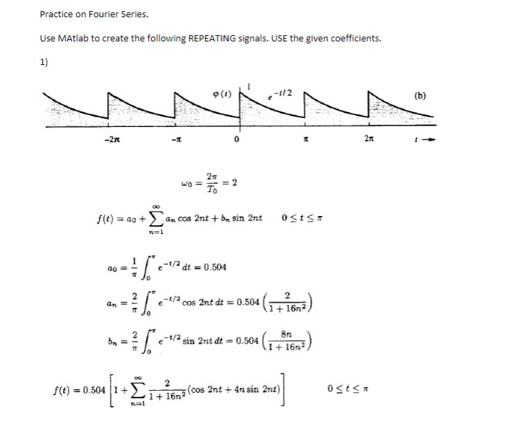 Solved Practice on Fourier Series. Use MAtlab to create the | Chegg.com