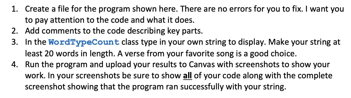 Solved 1. Create a file for the program shown here. There | Chegg.com