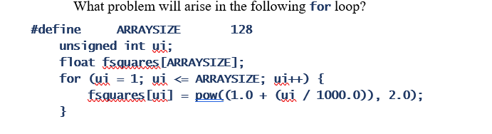 Solved What problem will arise in the following for loop? | Chegg.com