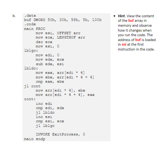 Solved Explain what each of the following assembly codes | Chegg.com
