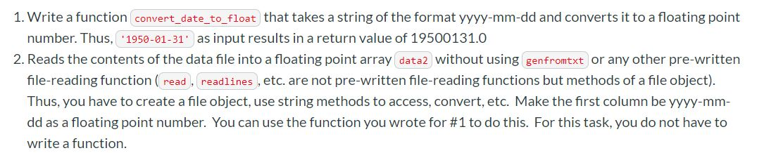 1. Write a function convert_date_to_float that takes | Chegg.com