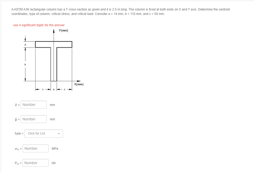Solved A ASTM A36 rectangular column has a T cross-section | Chegg.com
