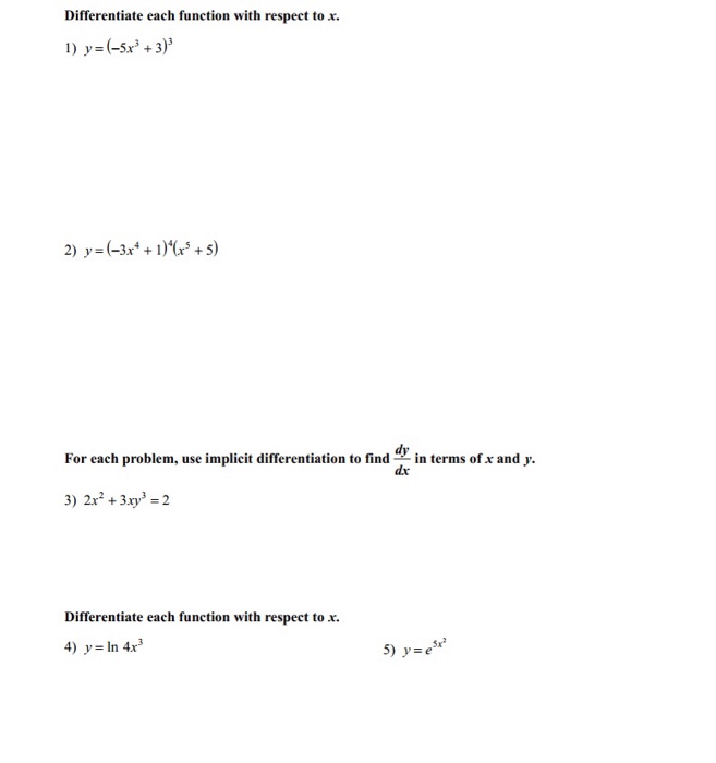 Solved Differentiate each function with respect to x. 2) y = | Chegg.com