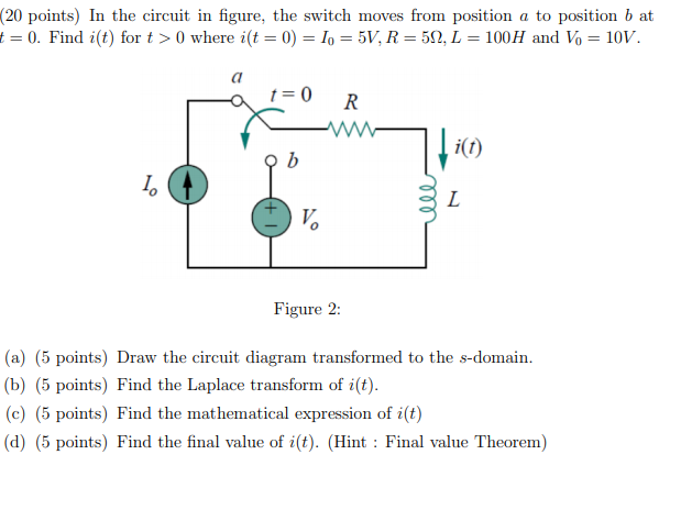 Solved In the circuit in figure, the switch moves from | Chegg.com