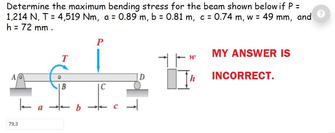 Solved Determine the maximum bending stress for the beam | Chegg.com
