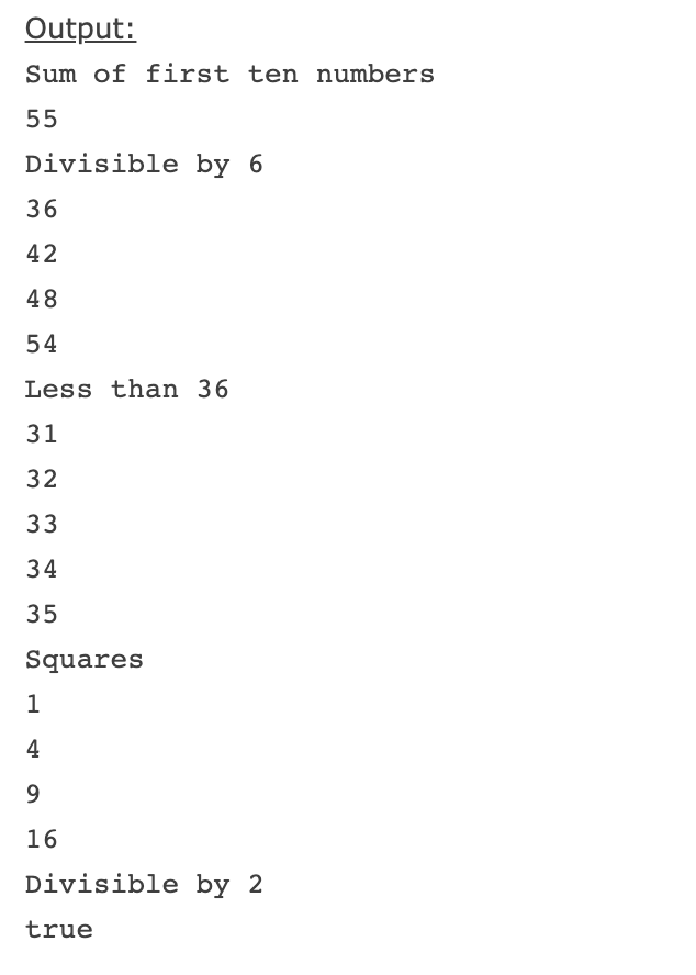 solved-output-sum-of-first-ten-numbers-55-divisible-by-6-36-chegg