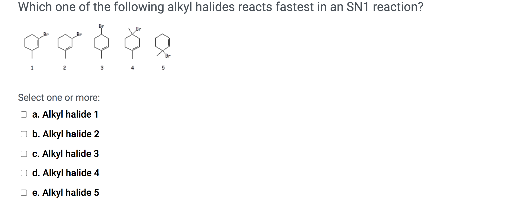 Solved Which One Of The Following Alkyl Halides Reacts | Chegg.com