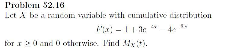 Solved Problem 52.16 Let X be a random variable with | Chegg.com