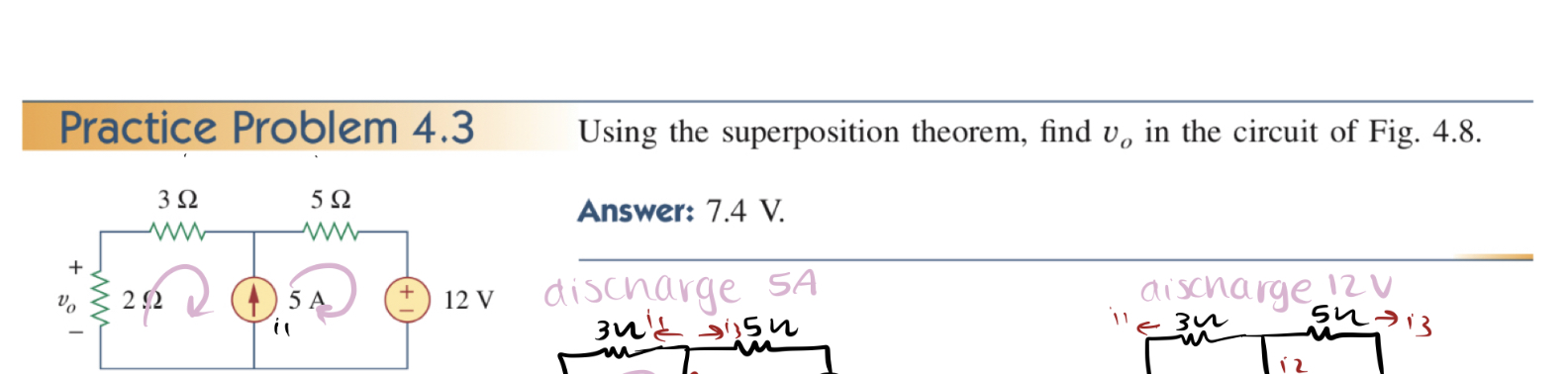 Solved Practice Problem 4.3 Using The Superposition Theorem, | Chegg.com