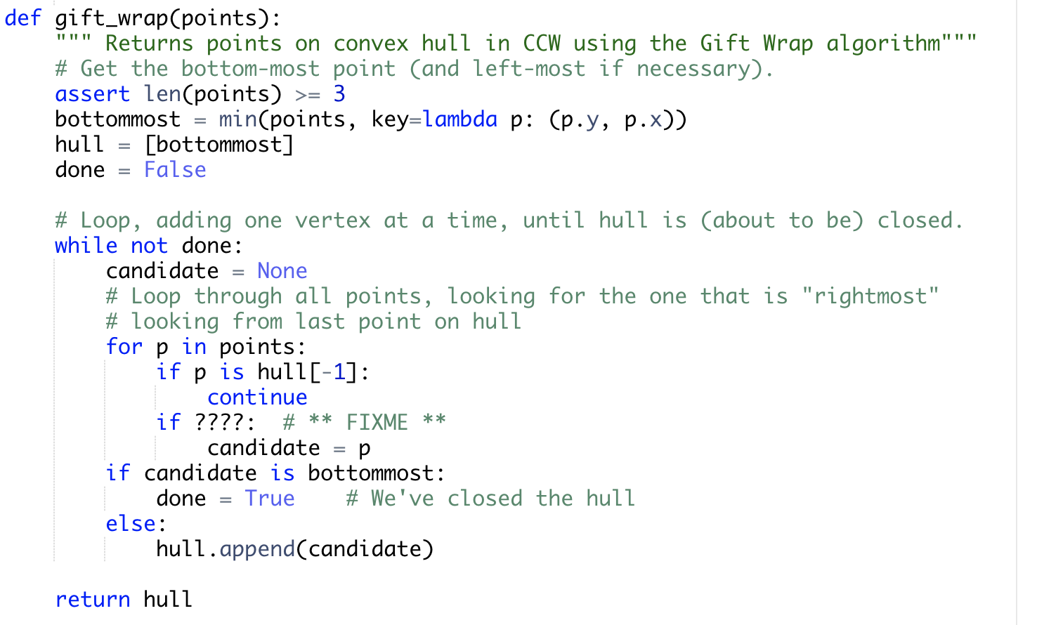 Solved A function gift_wrap(points) takes a list of three or | Chegg.com