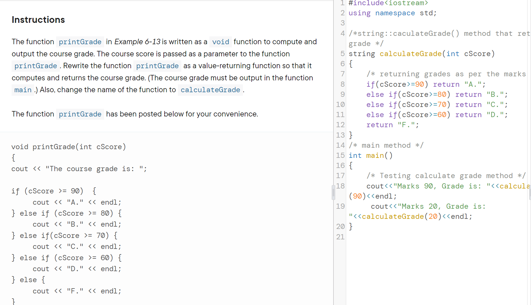 Solved using namespace std; Instructions /*string: | Chegg.com