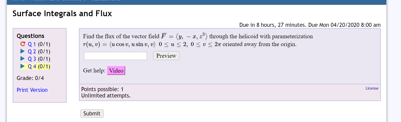 Solved Surface Integrals And Flux Due In 8 Hours 27 Minu Chegg Com