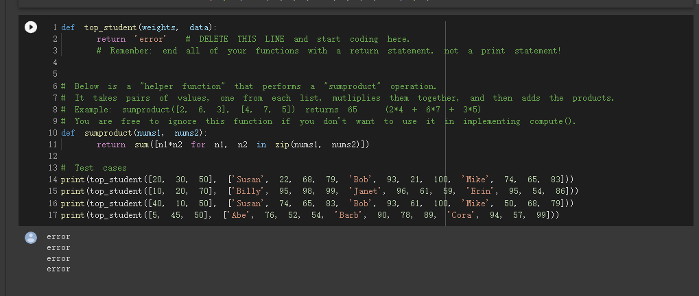 Solved Part 1: Identify the Top Student (10 points) In the | Chegg.com