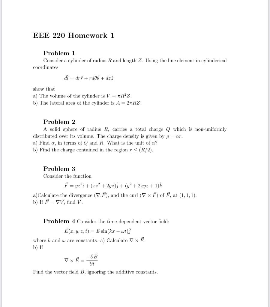 Solved Problem 1 Consider a cylinder of radius R and length | Chegg.com