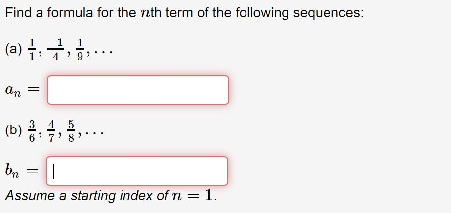 Solved Find a formula for the nth term of the following | Chegg.com