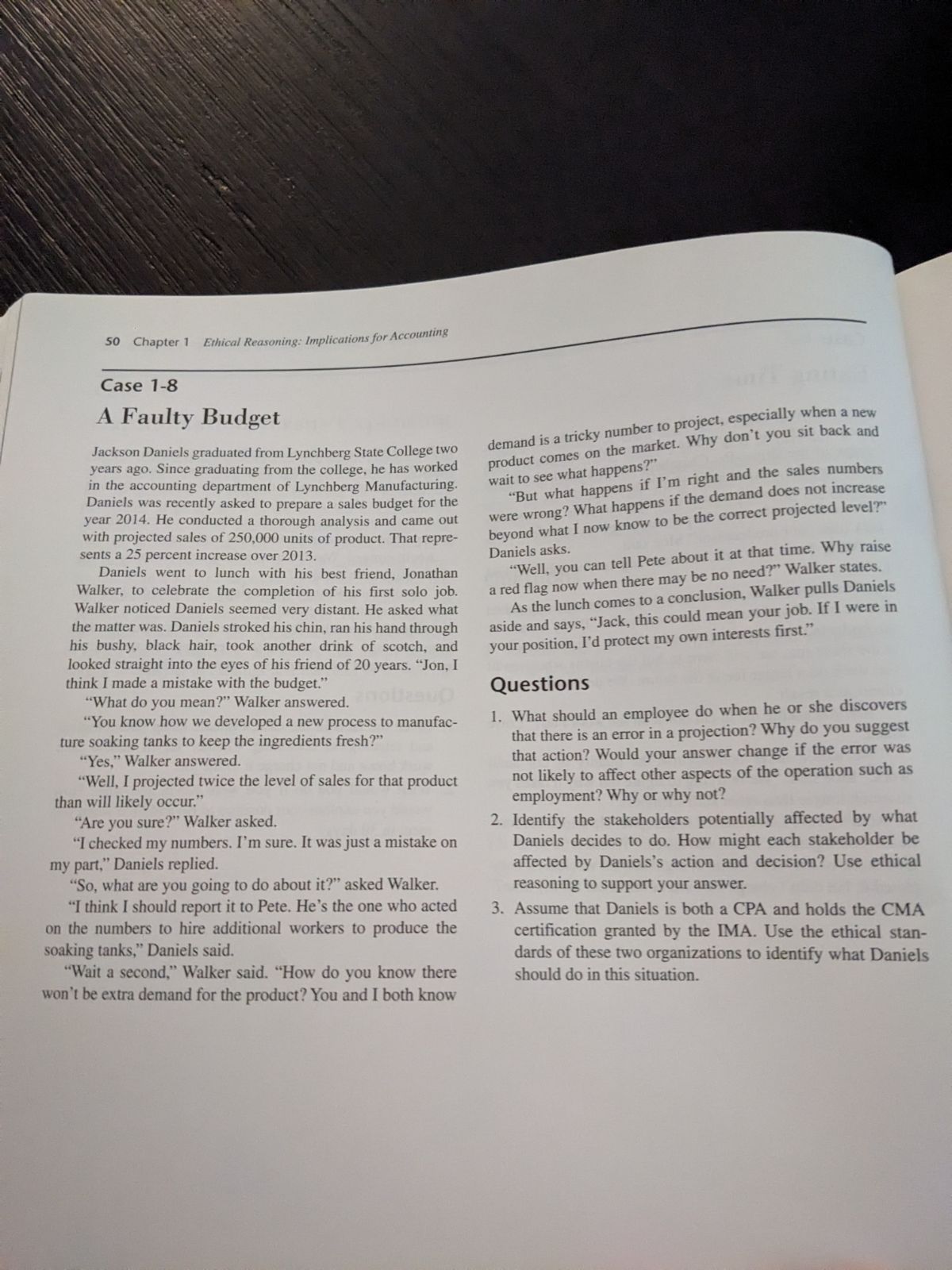 Solved A Faulty Budget Jackson Daniels graduated from