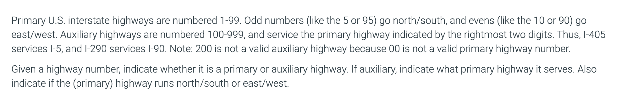 Solved Primary Us Interstate Highways Are Numbered 1 99 7488