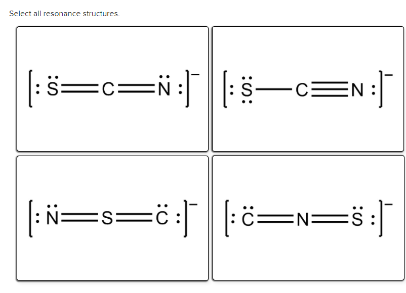 Solved Select All Resonance Structures S C I 11 5 C C Chegg Com