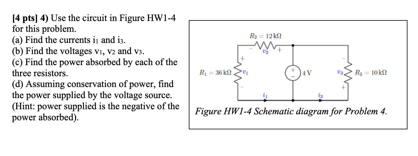 Solved [4 Pts] 4) Use The Circuit In Figure HW1-4 For This | Chegg.com