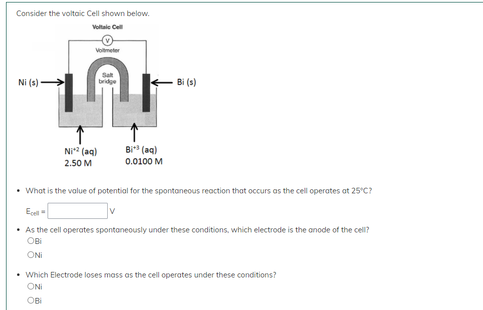 Solved Consider the voltaic Cell shown below. Voltaic Cell | Chegg.com