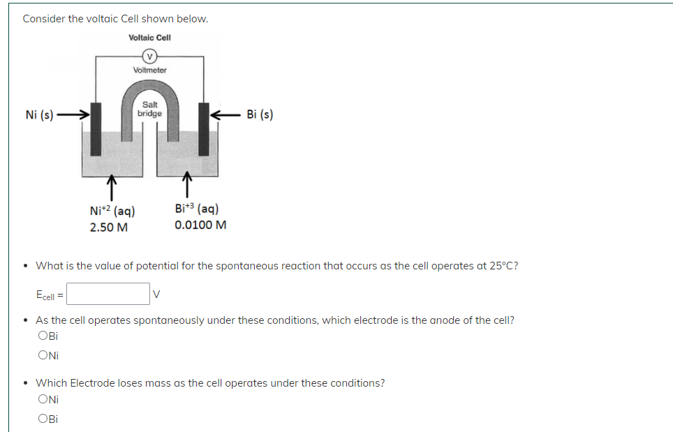 Solved Consider The Voltaic Cell Shown Below. Voltaic Cell | Chegg.com