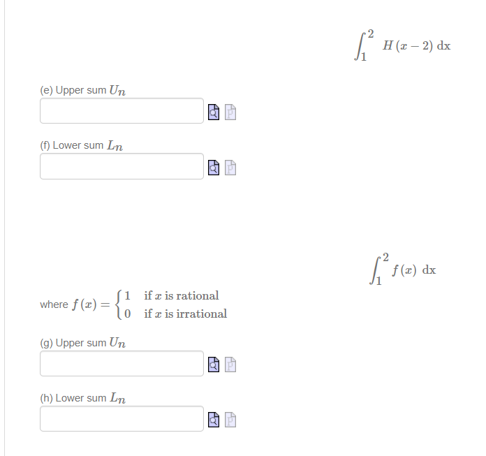 Solved Si H 2 2 Dx E Upper Sum Un Fo 1 Lower Sum En Chegg Com