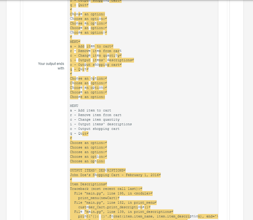 Shopping Cart Python Code Solved 9.12 LAB*: Program: Online shopping cart (Part 2) | Chegg.com